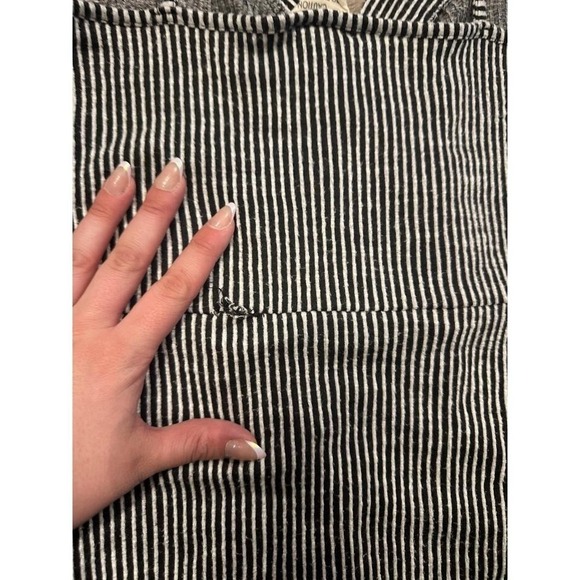 Caution To The Wind Black White Striped Button Front Midi Dress Small - Picture 3 of 5